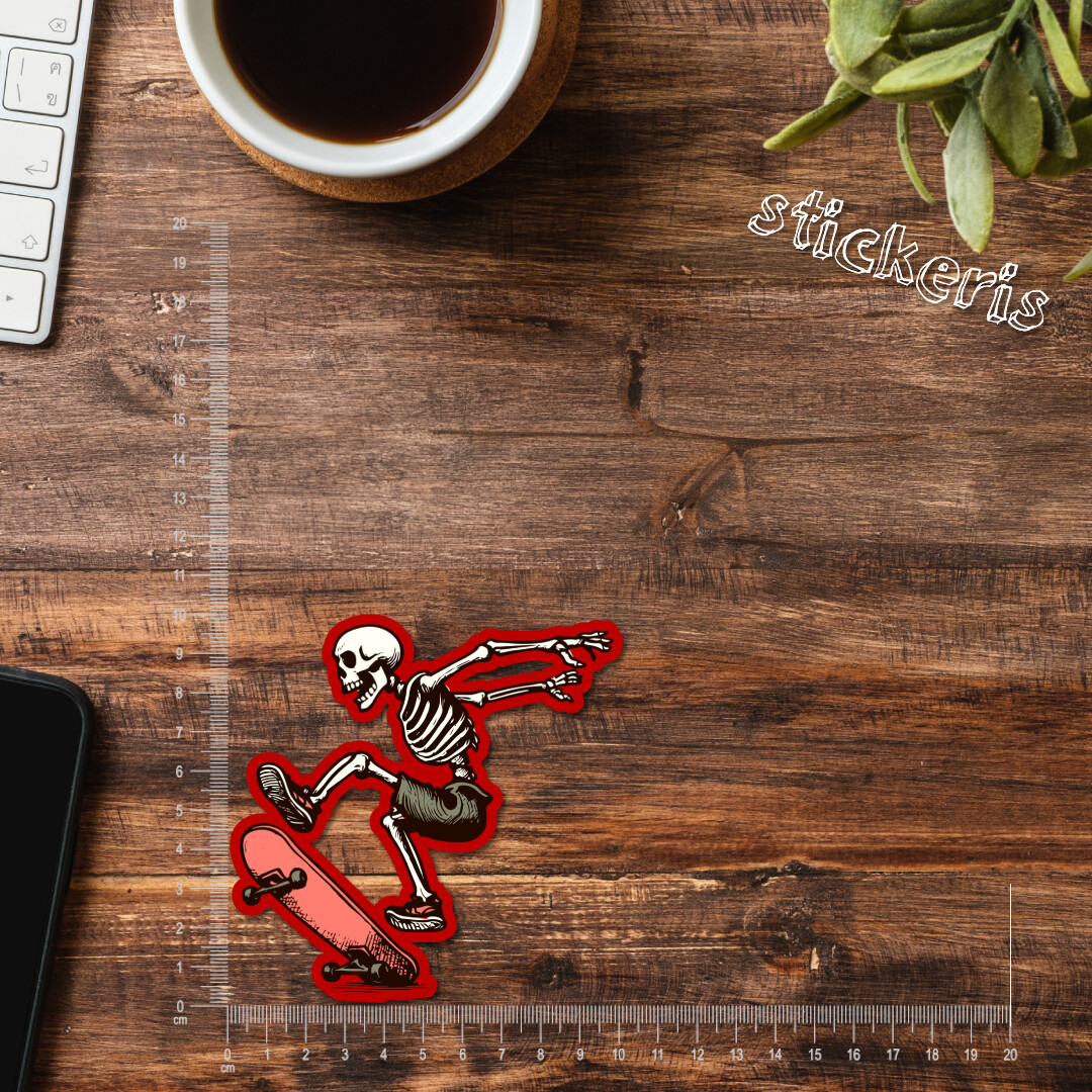 2x Skeleton on a skateboard vinyl sticker 4-12″ (up to 47″) | buy 2 get 1 free