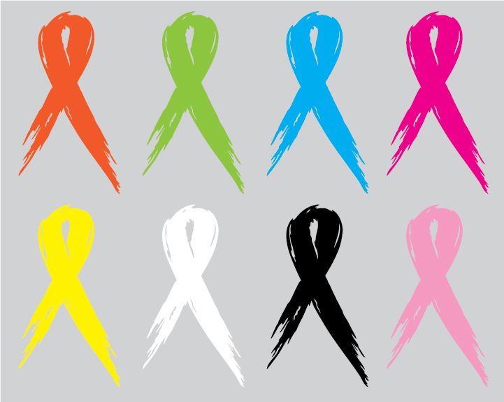Set of 2 – Cancer Awareness Ribbon – Window Sticker Decal-3 Sizes Available