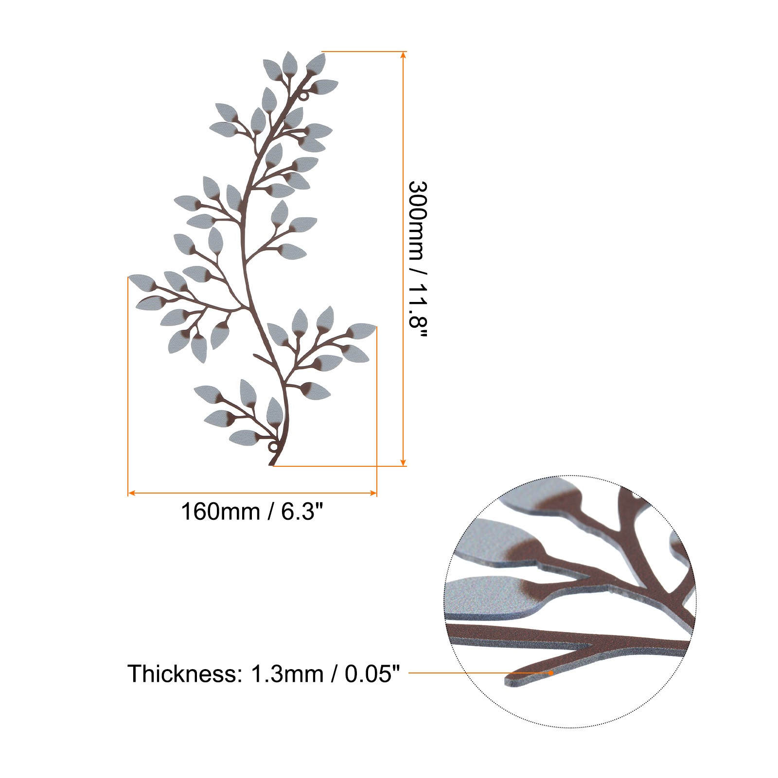 2 Pack Metal Tree Leaf Wall Decor Vine Olive Leaf Wall Art Style 6 White