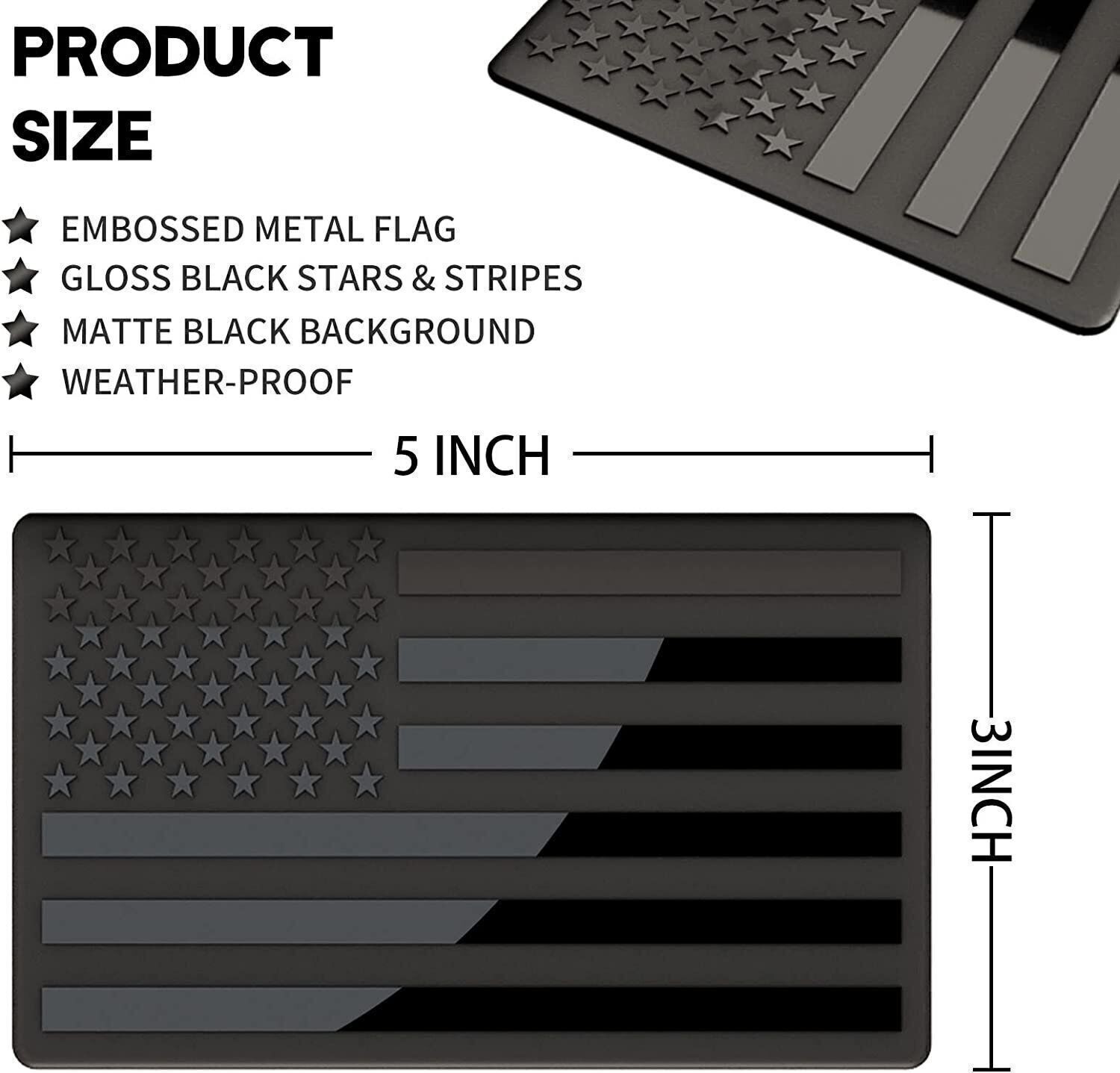 New 2PCS Metal USA Flag Sticker American Car Truck Decal Emblem Black US