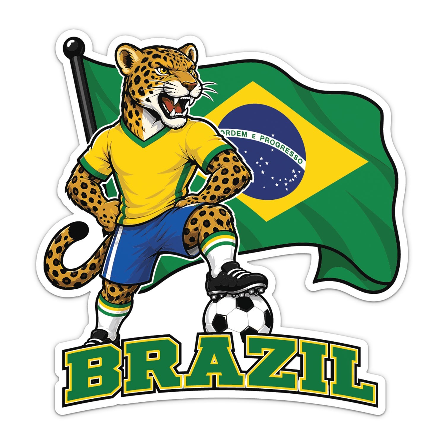 Brazil Flag Mascot National Team Soccer Football Sticker Car Bumper Vinyl Decal