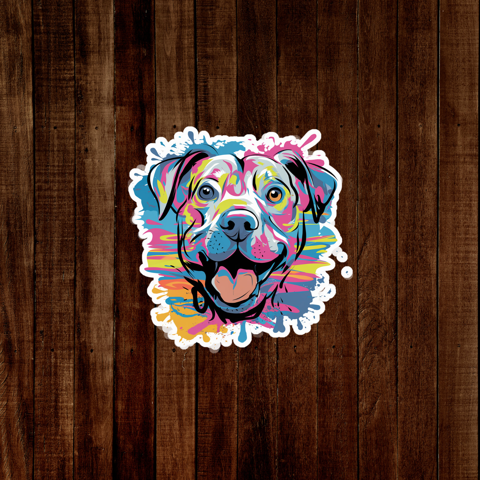 Colorful Pitbull Pop Art Sticker – Vibrant Dog Lover Gift Idea #2736