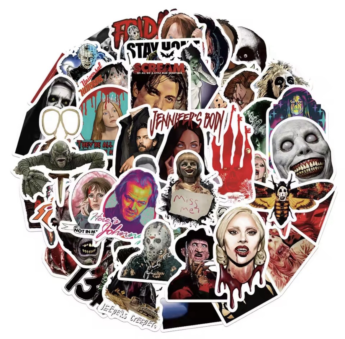 Horror Films Movie Stickers 50pk Mix Scary Killer Random Stickers FREE SHIPPING