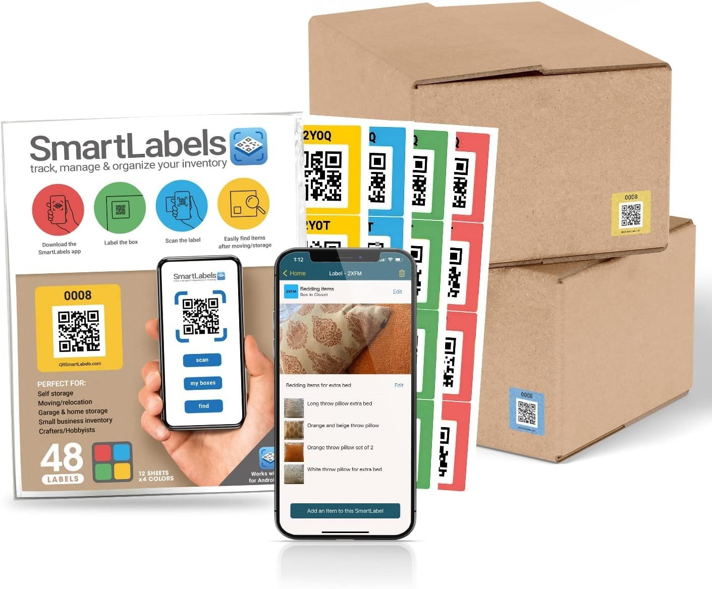 Color-Coding QR Code Stickers, 2.5 Inch Labels for Simplified Storage Management