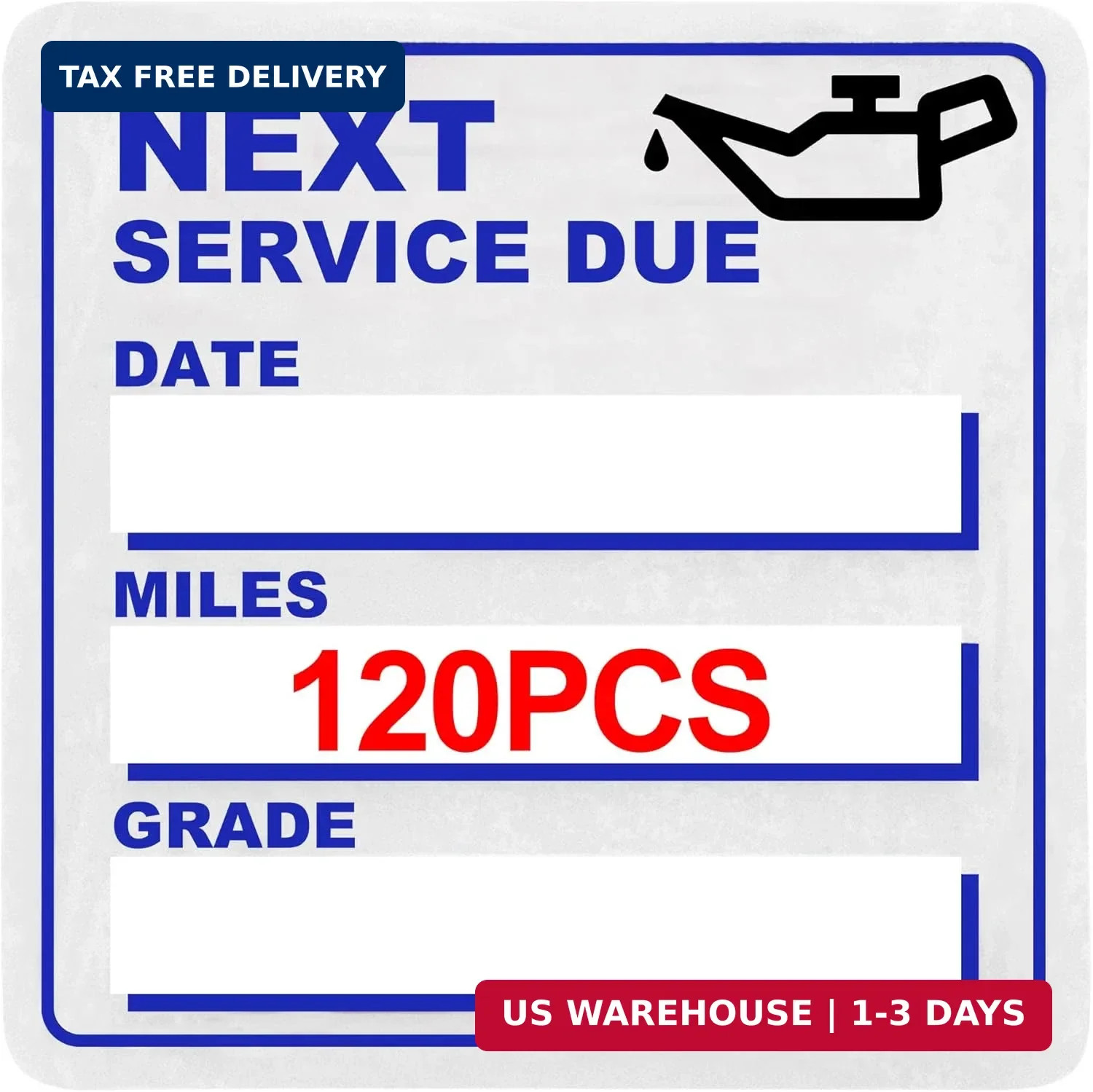 for Oil Change Sticker Static Cling, Clear Stickers 120 Pcs 2″x 2″ Next Service