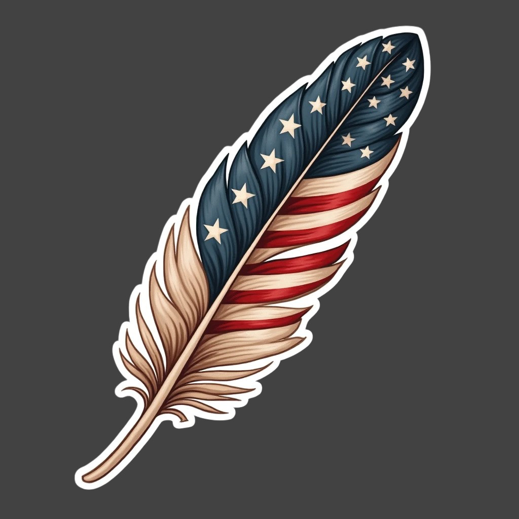 250 Years Sticker Vinyl Decal Patriotic Feather American Flag USA