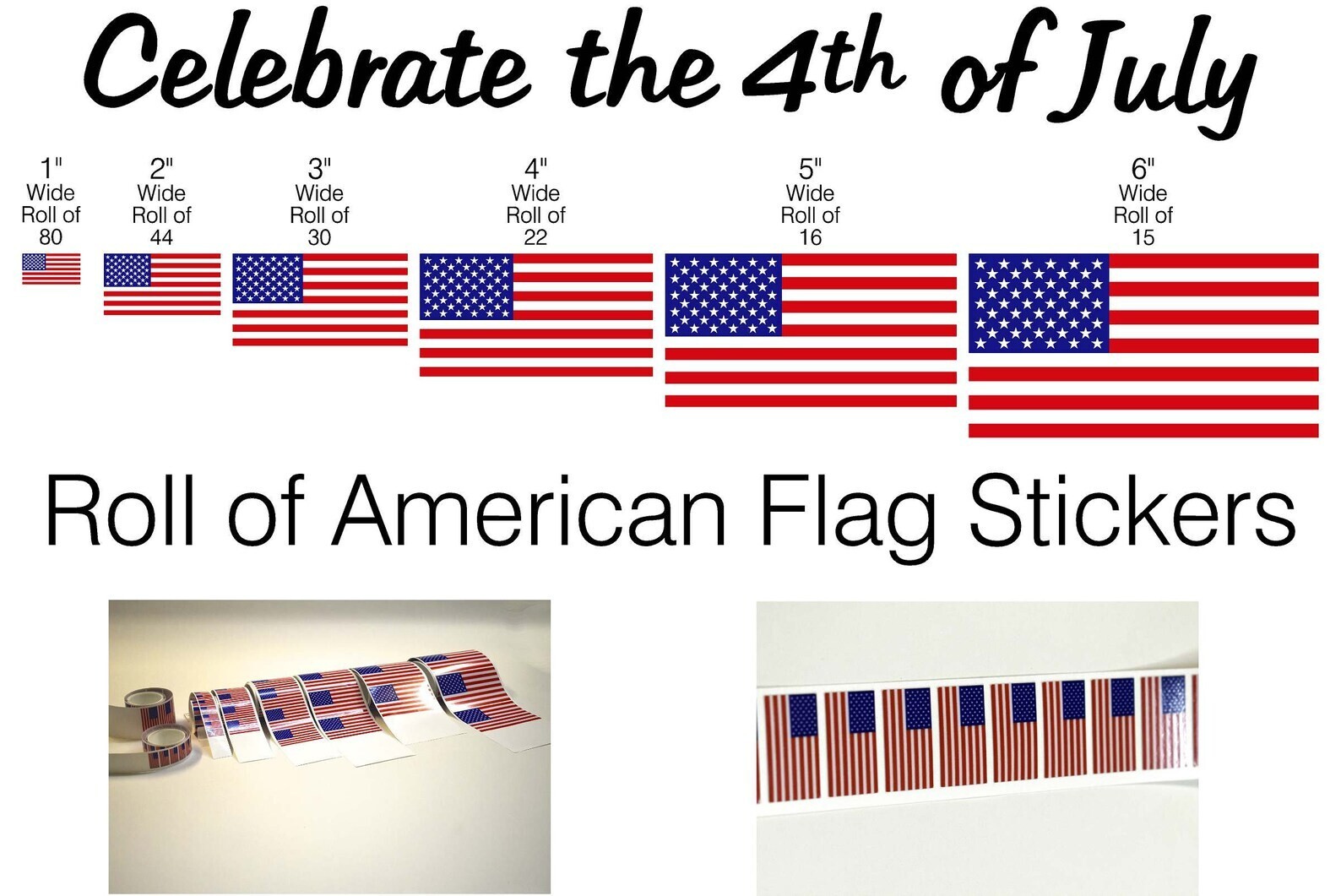 Rolls of Peel & Stick American Flag Stickers