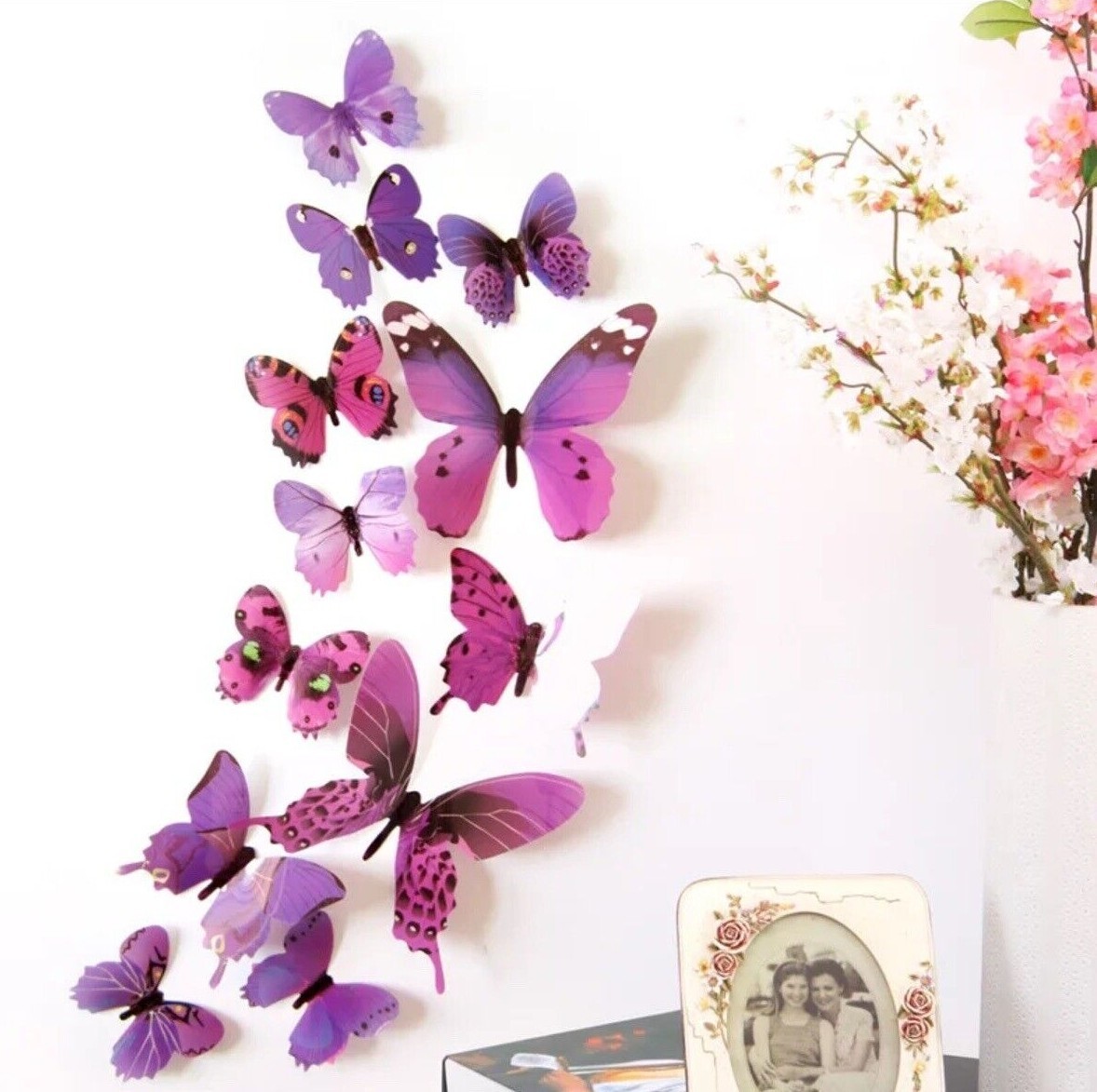12pcs Purple 3D Butterfly Wall Sticker Party Home Decor Butterfly Sticker St-237