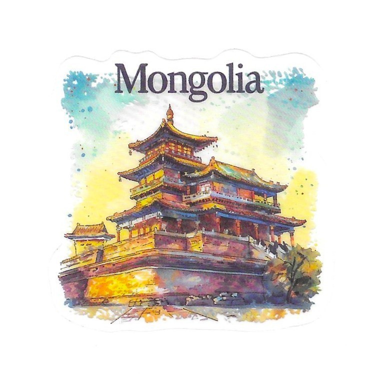 Mongolia Traditional Palace Temple Landmark Die Cut Clear Asian Vinyl Sticker