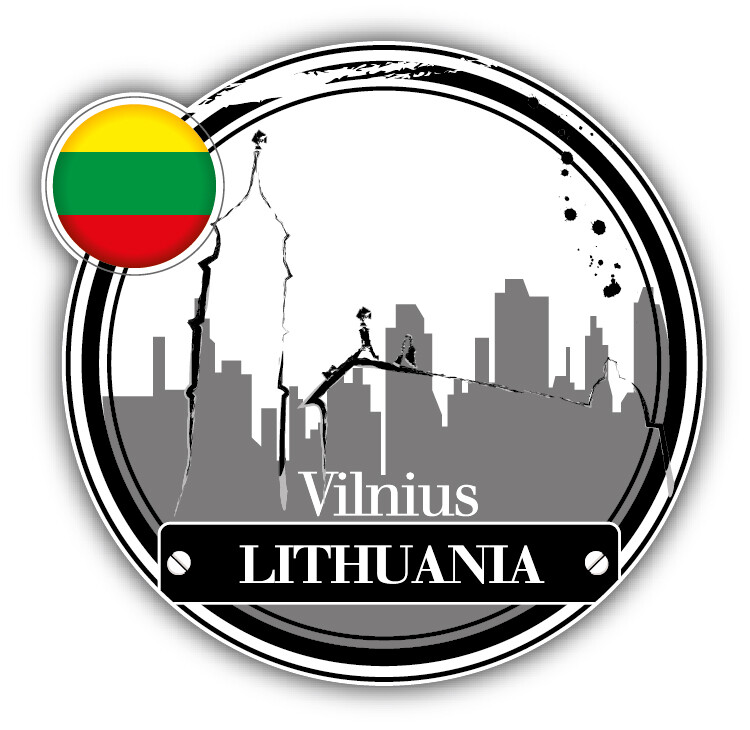 Vilnius City Lithuania Flag Car Bumper Sticker Decal