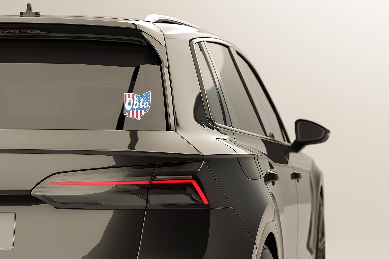 Ohio State Sticker with American Flag Background | Weatherproof Vinyl Decal