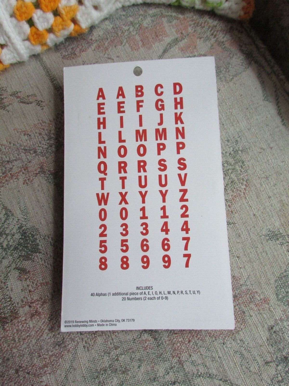Red Renewing Minds Adhesive Uppercase Letters and Numbers, 3.5″, 60 pc, new
