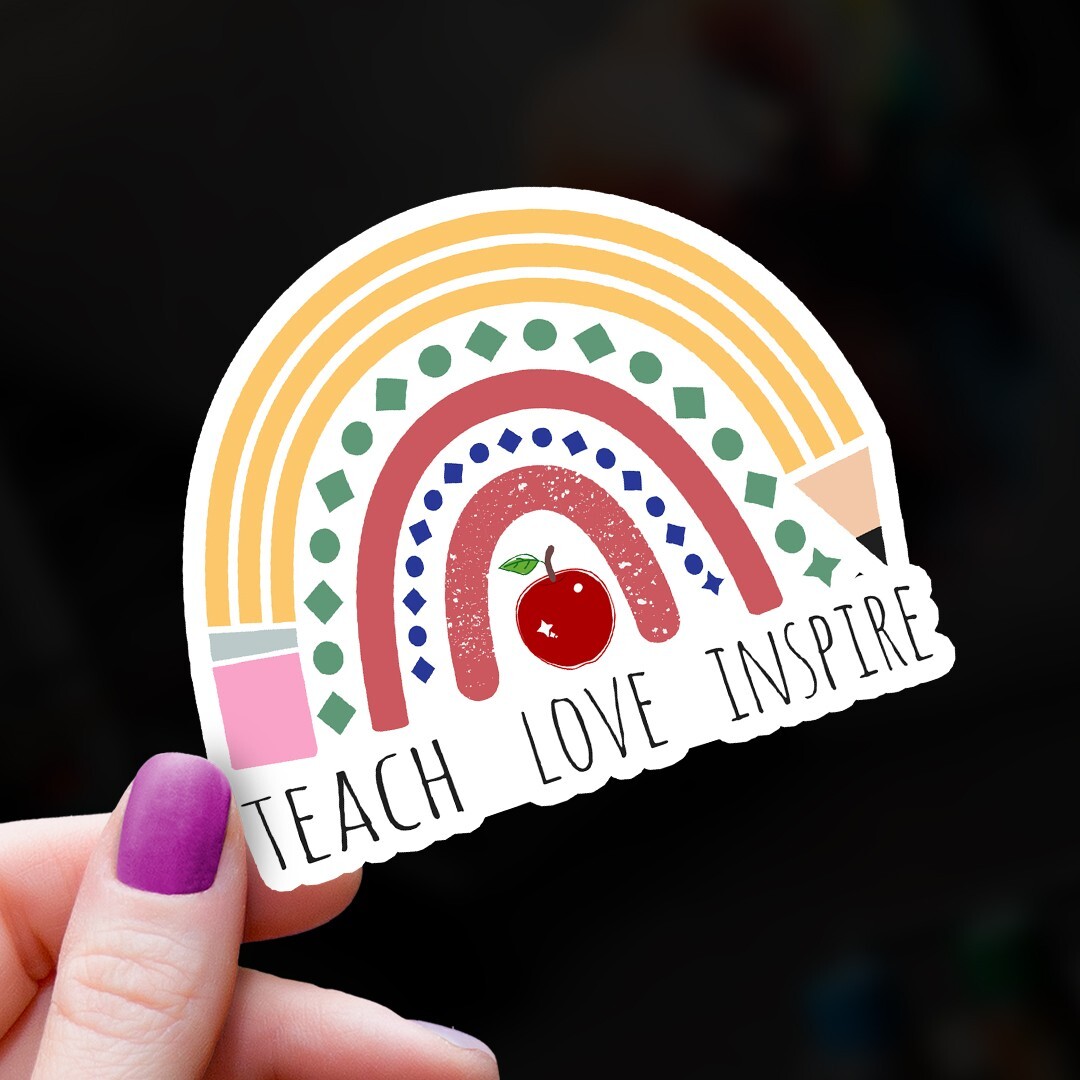 Inspirational Vinyl Teacher Sticker: «Teach Love Inspire» Decal for Educators