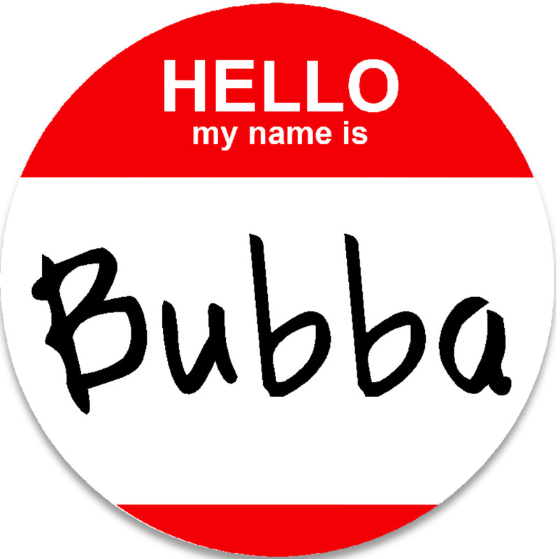 Hello My Name Is Bubba – 3 Inch Circle Sticker 3″ x 3″ – Nametag