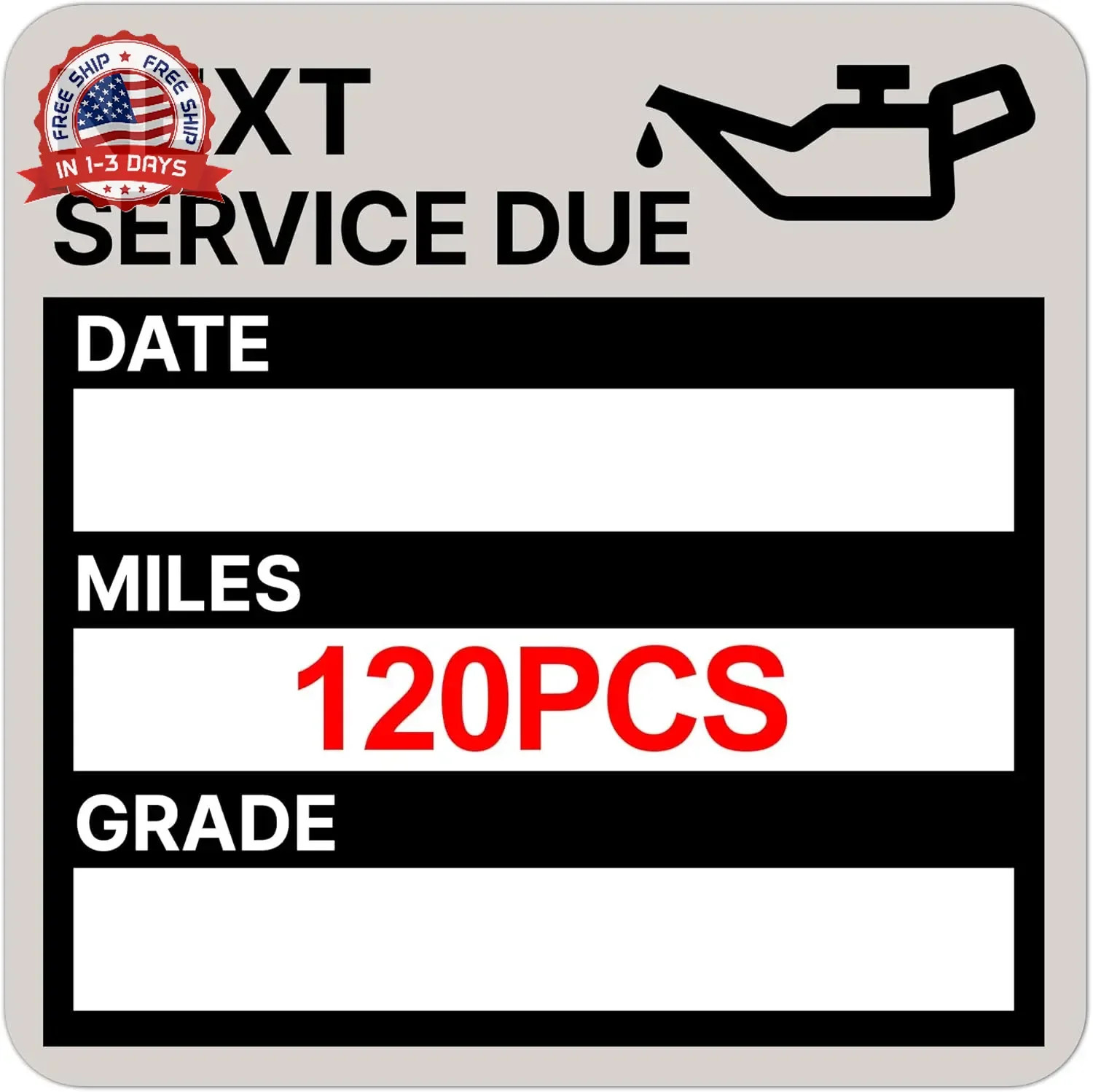for Oil Change Sticker Static Cling, Clear Stickers 120 Pcs 2″x 2″ Next Service