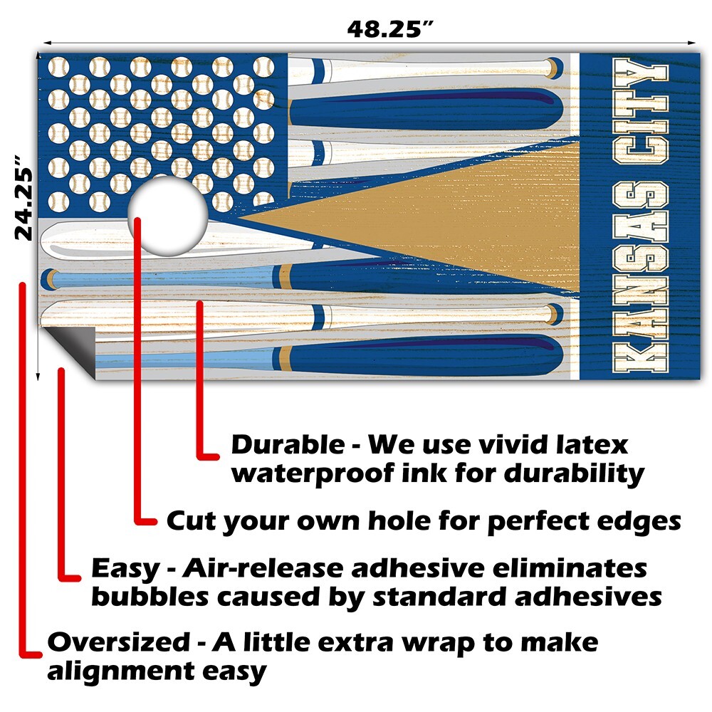 Kansas City Baseball Tailgating Cornhole Board Wraps and Decals Vinyl Sticker