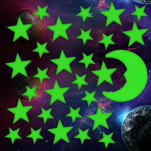 201 Pcs Glow in The Dark Stars Luminous Fluorescent Star with Large Moon Kids