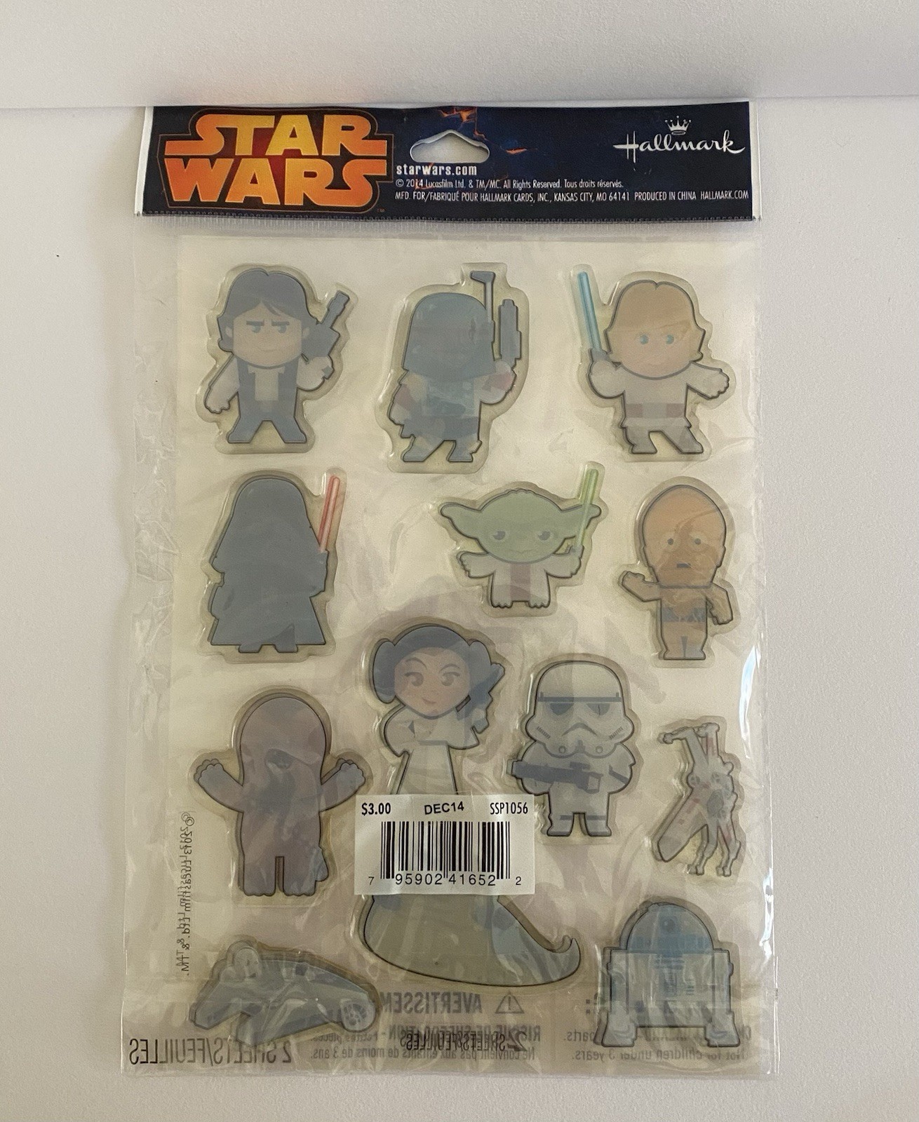 Star Wars – Epoxy Stickers – Stickers – 2 Sheets – Hallmark – 2014 – Sealed- New