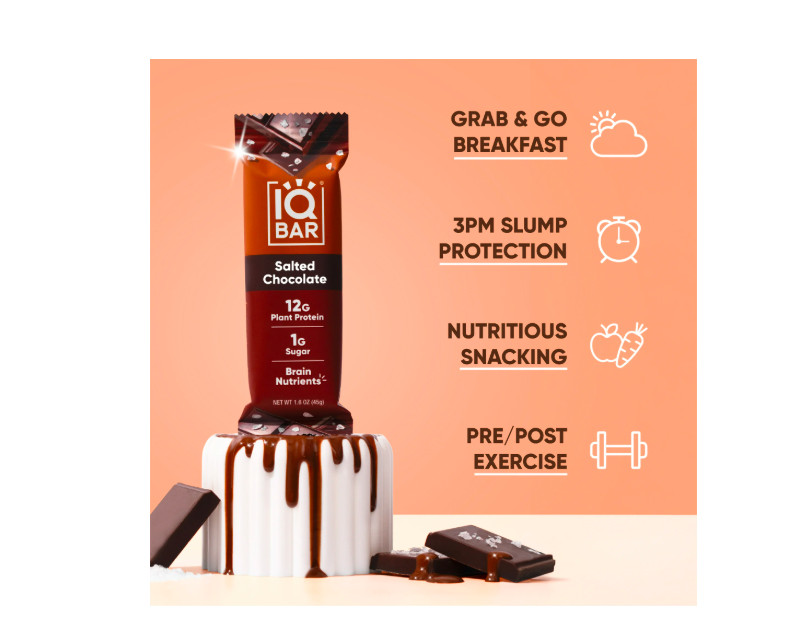 (2 pack) IQBAR Salted Chocolate Protein Bars – Vegan Energy ,High Fiber Snacks