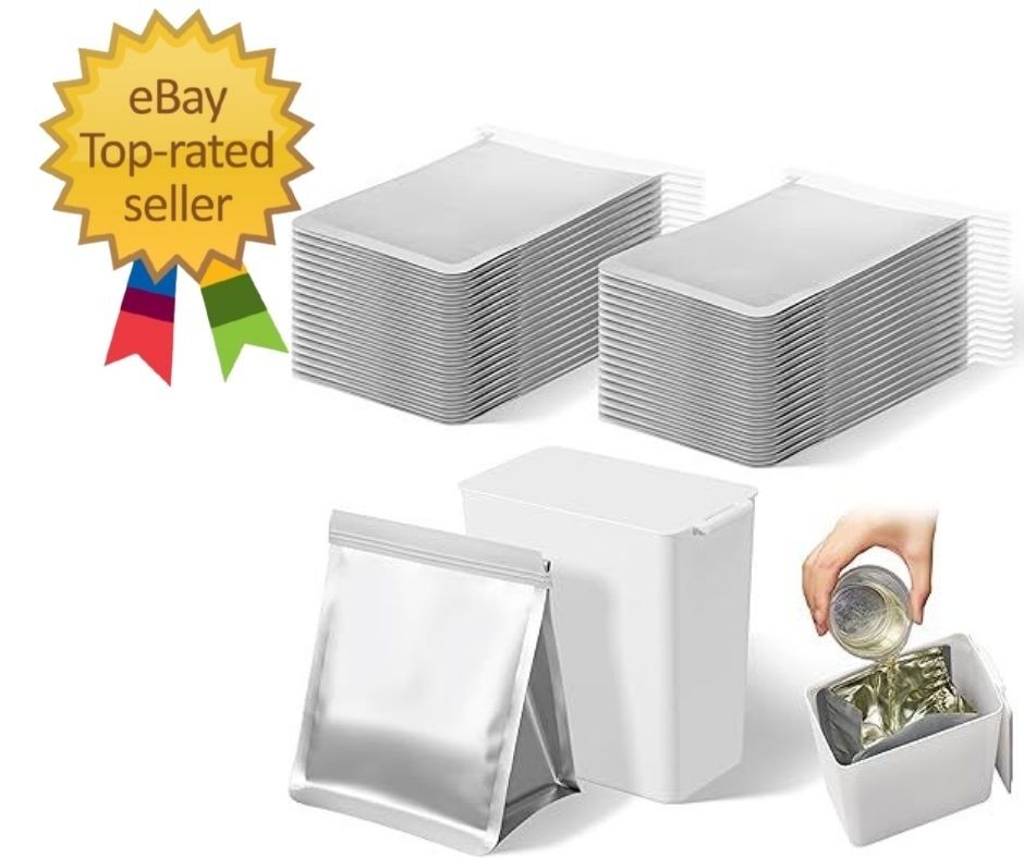 Set of 76 Grease Container for Kitchen with 75 Pcs Foil Liners Disposable Gre…