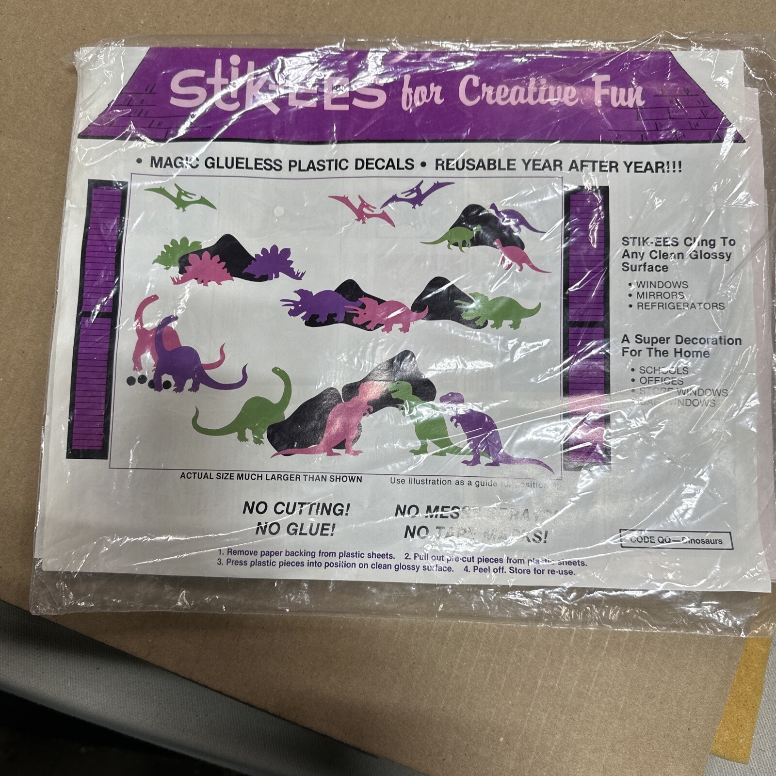 Stik-ees for Creative Fun Magic Plastic Decals Code QQ Dinosaurs