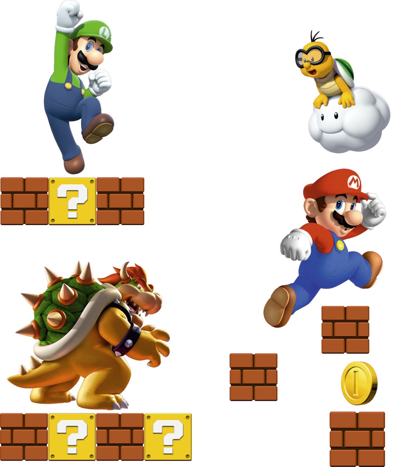Bowser Mario & Luigi Vinyl Adhesive Wall Art Decal Home Wall Decor Design 20×25