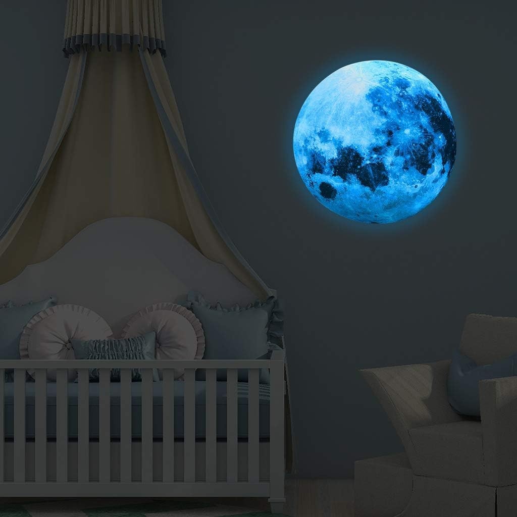 Pegatinas de pared luminosas de 11.8 pulgadas, pegatinas de luna luminosas para