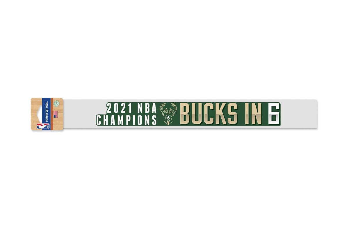 Milwaukee Bucks Decal In 6 World Champions Perfect Cut Decals, 2″ x 17″