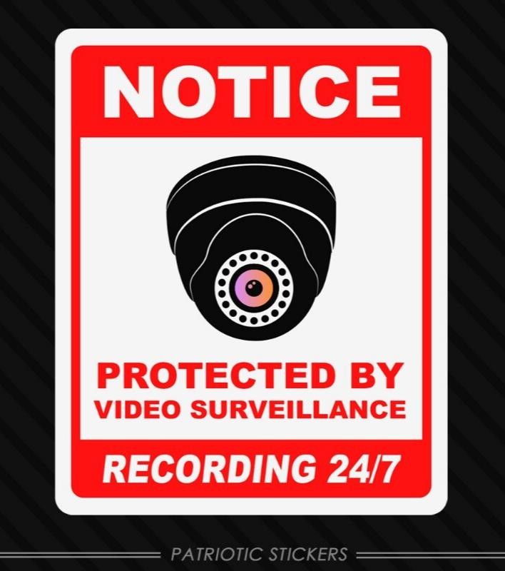 Security camera sticker protected video recording CCTV surveillance house garage