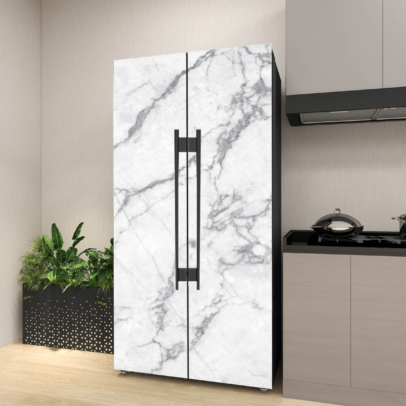 Peel and Stick Fridge Wrap Vinyl Refrigerator Cover 32″ x 78.7″ (81x200cm)