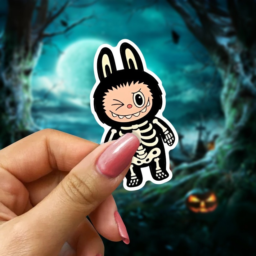 Labubu Halloween Stickers, Set of 12 Peel N’ Stick, Sizes available