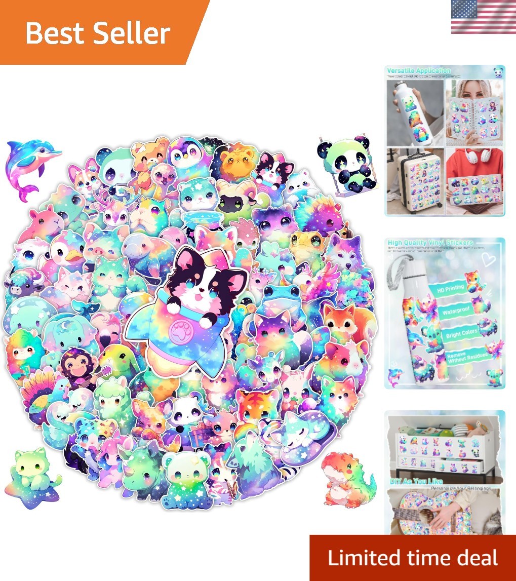 100-Pack Cute Unique Cartoon Animal Stickers for Kids Adults | Waterproof Vin…