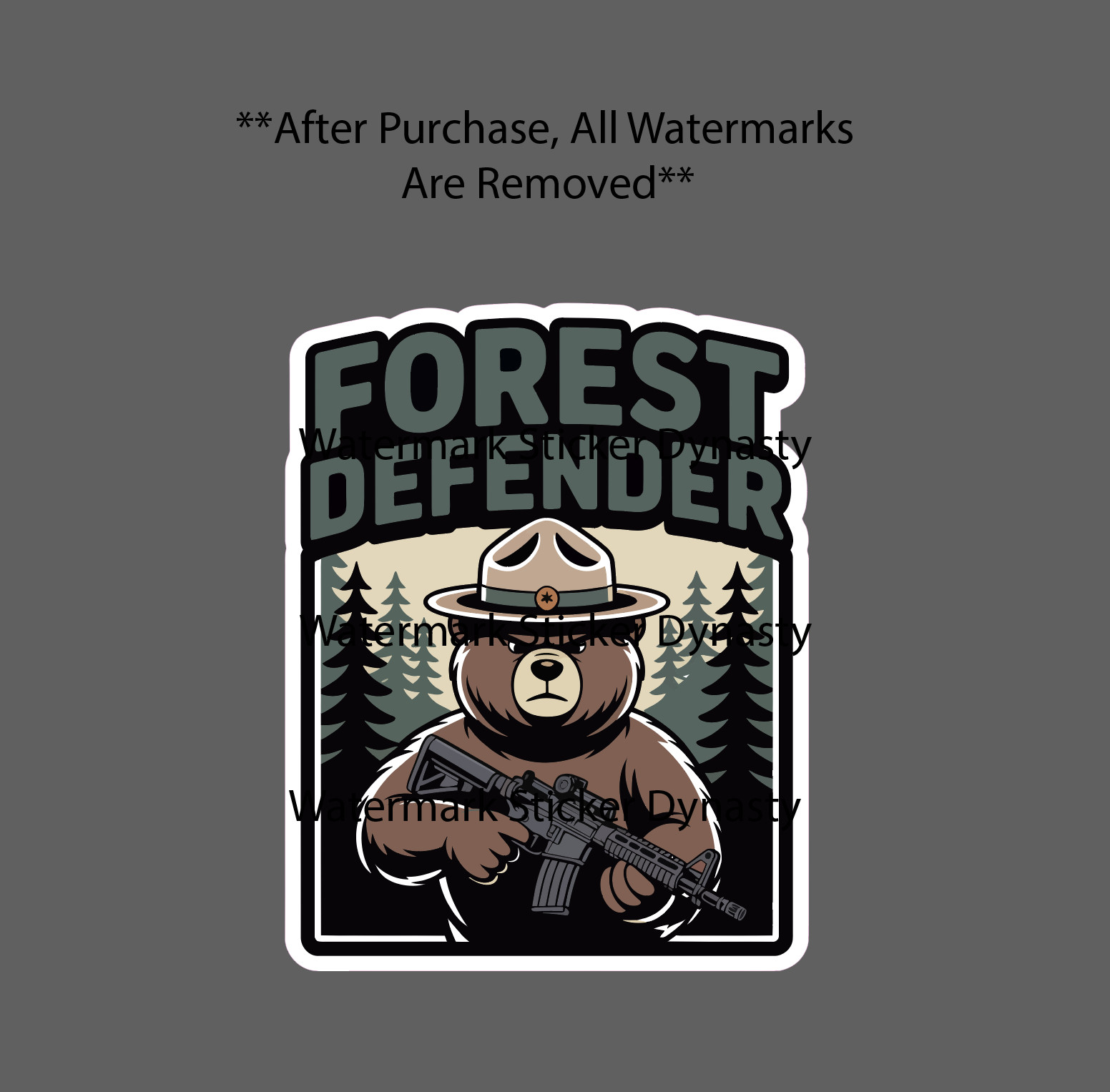 Forest Defender Sticker Waterproof Decal Smokey Bear Outdoor Military Gift NEW