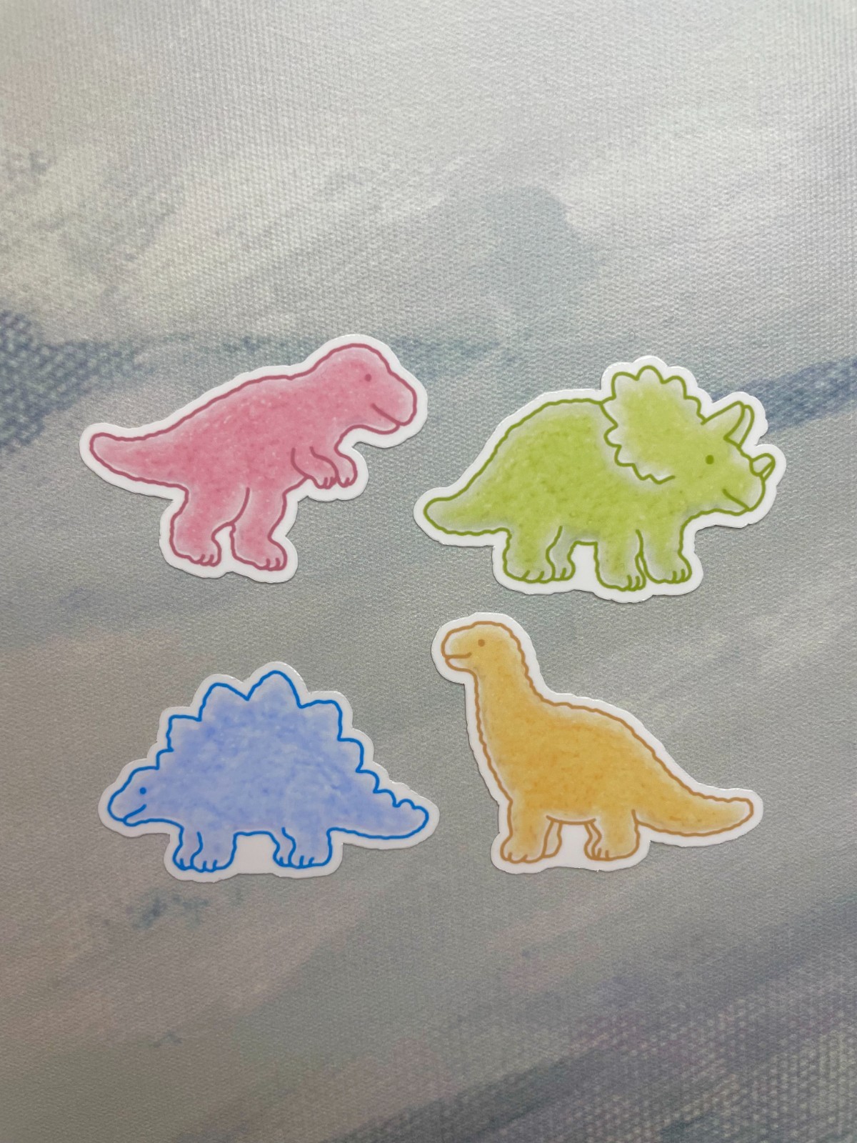 Pastel Dino Nuggets 4 Sticker Pack l Gloss or Holographic Laminate l Decal