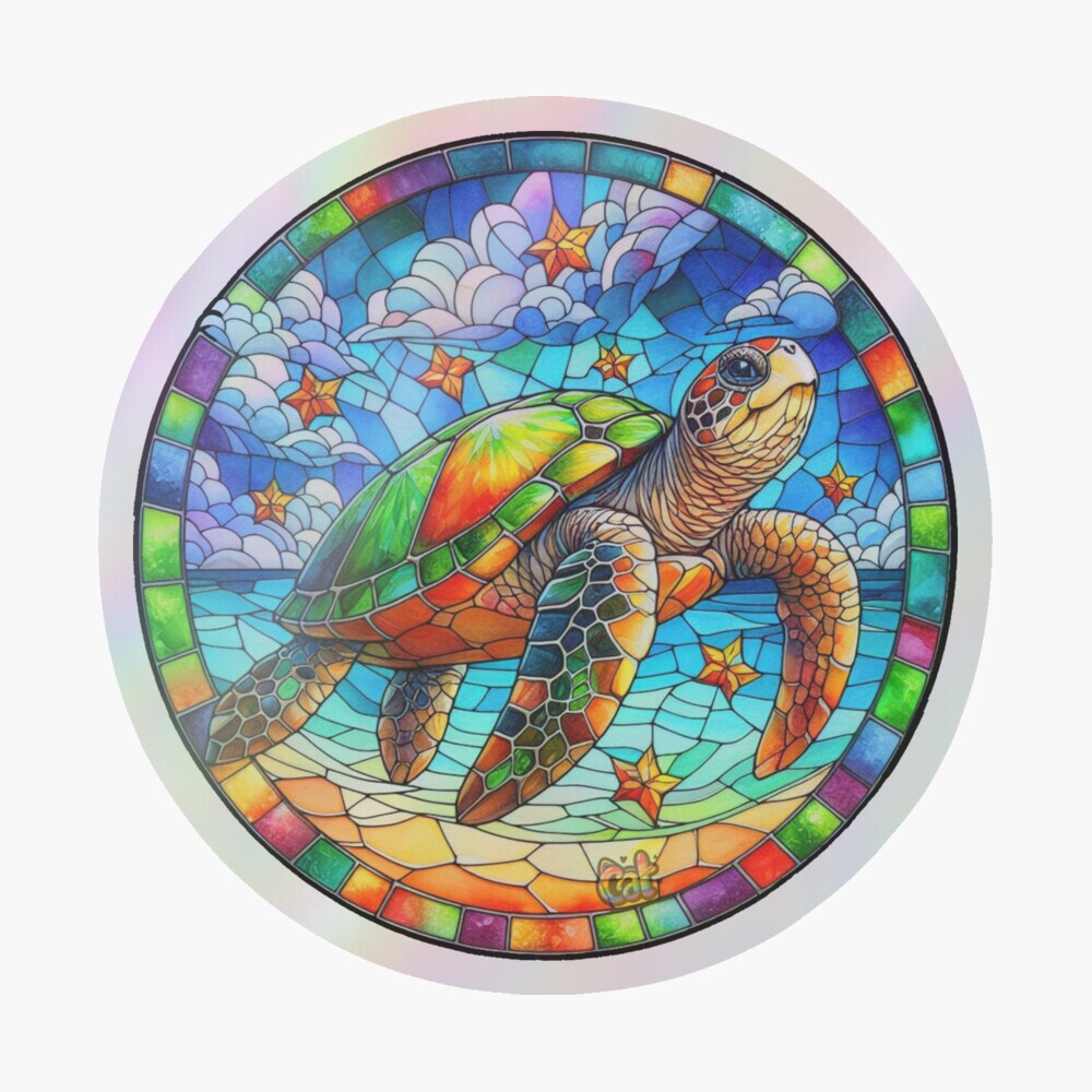 Star Turtle Glass Holographic Sticker by C Autumn Trapp Original Art 3″ x 3″