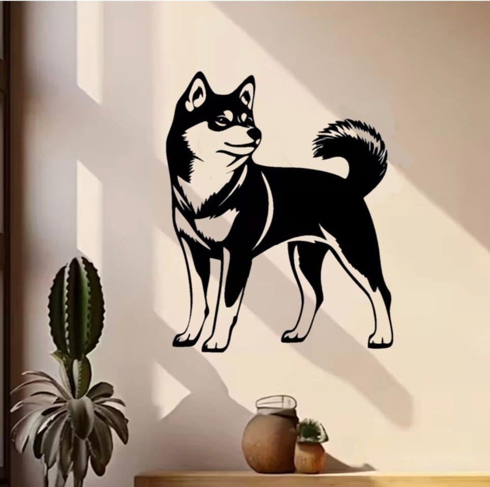 Shiba Inu Dog Metal Art Silhouette Black Shiba 30cm Japan