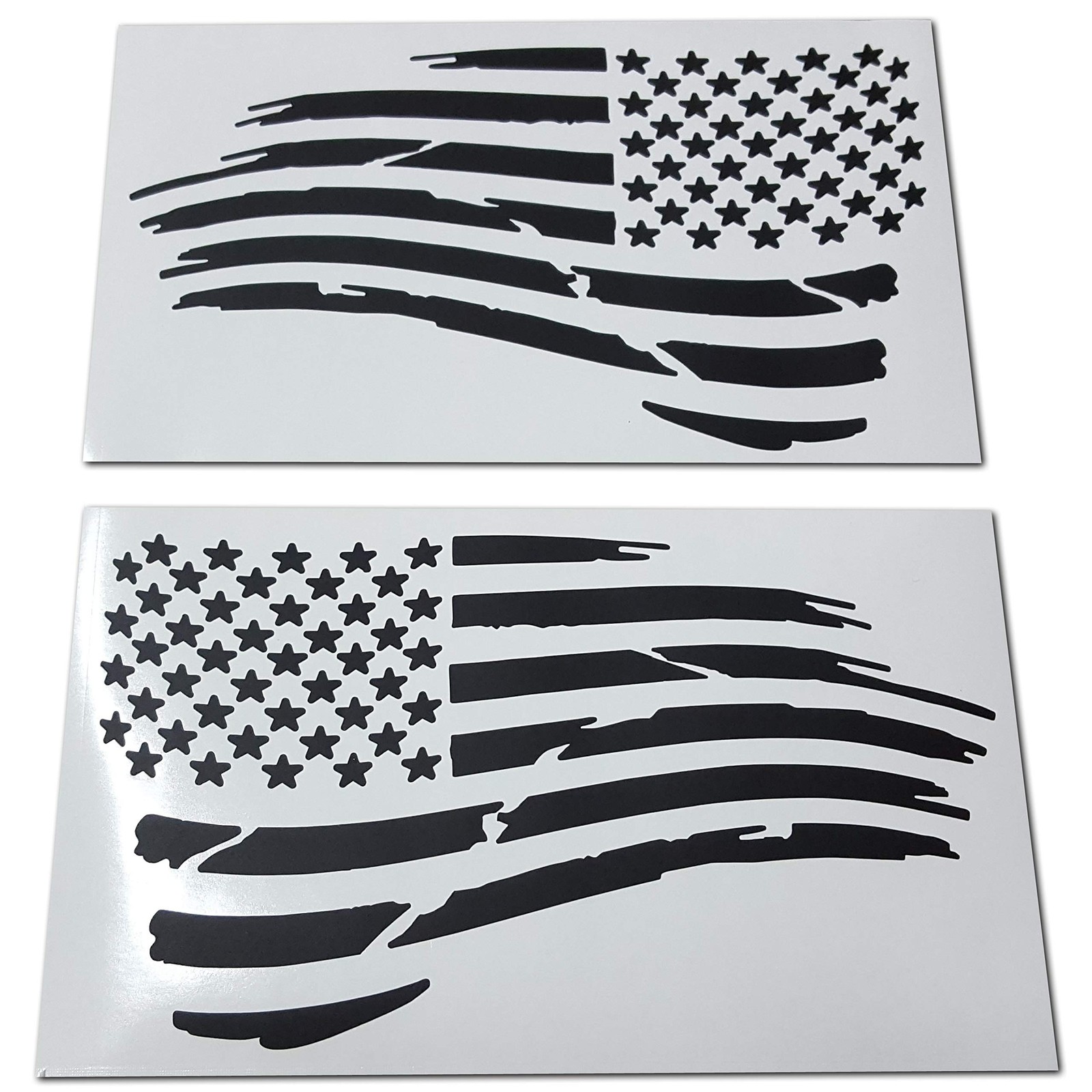 Pair of Waving USA American Flag Decal Sticker Die-Cut Subdued Car Truck (4″ …