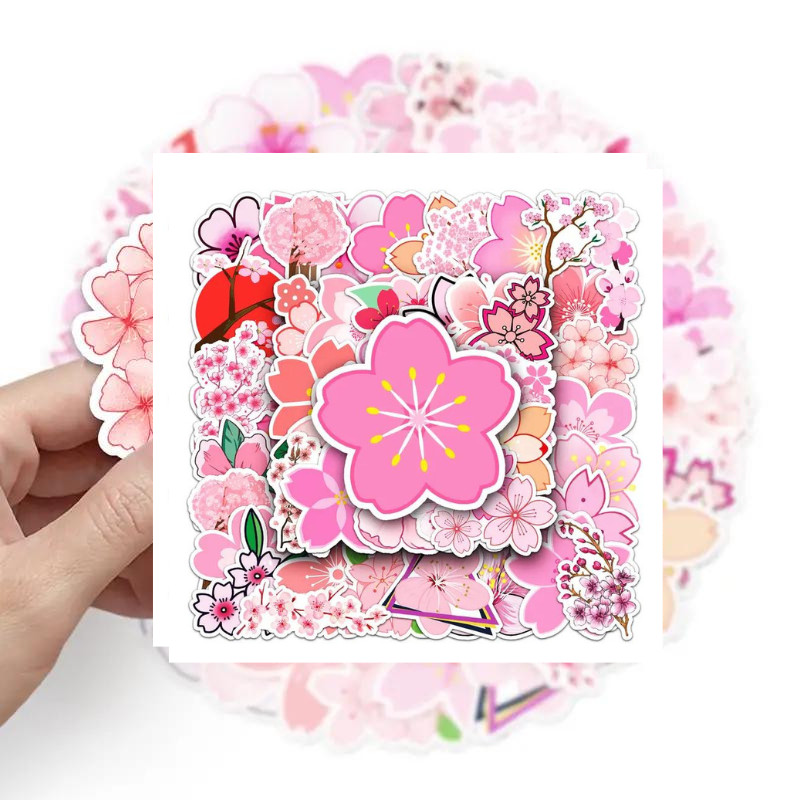 Cherry Blossom Stickers – Waterproof Vinyl Decals for Laptop, Planner 10/20/30PC