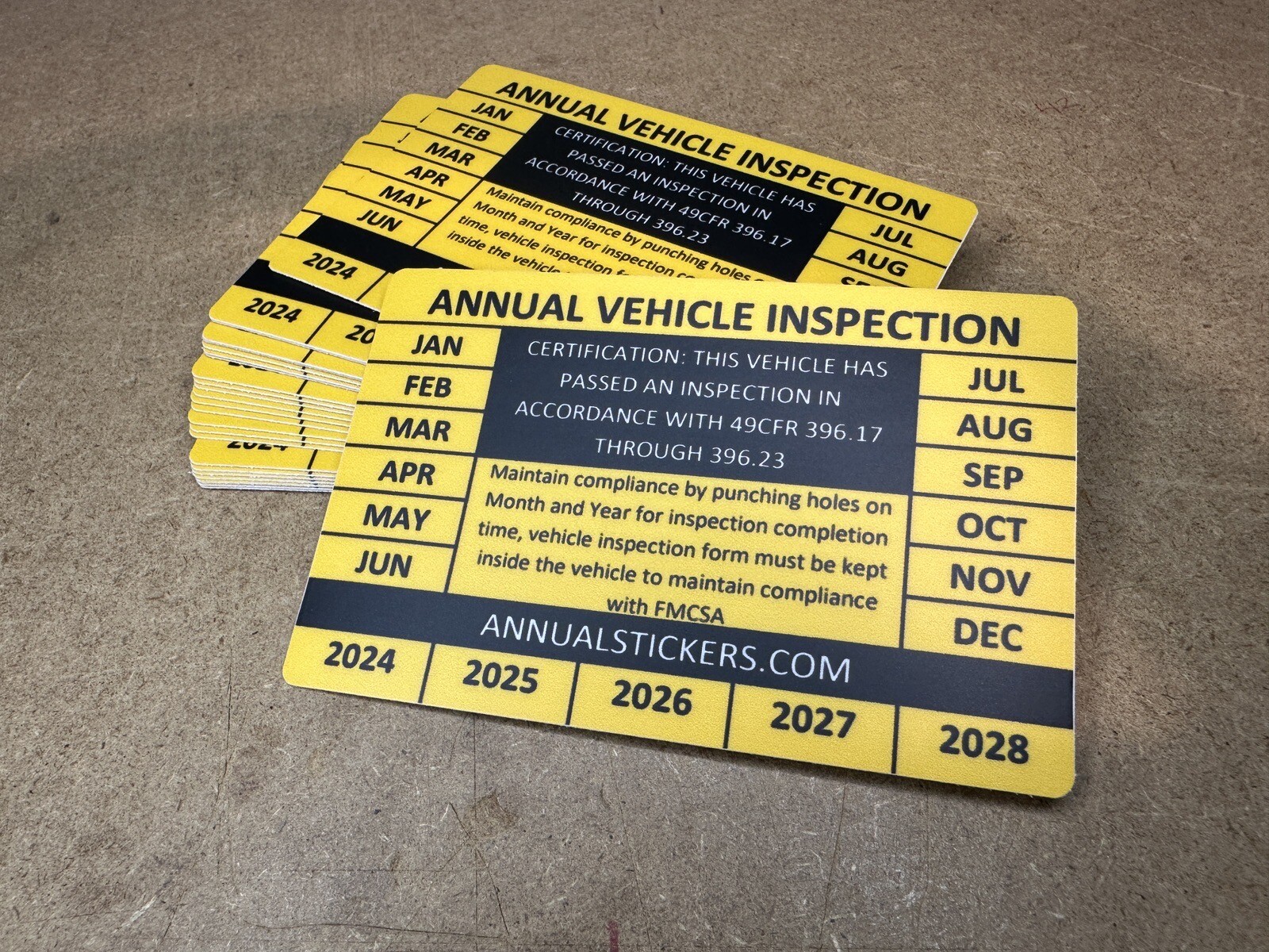 25 Pack Annual Vehicle Inspection Decal Sticker Trucks Trailers Semi Dot orange