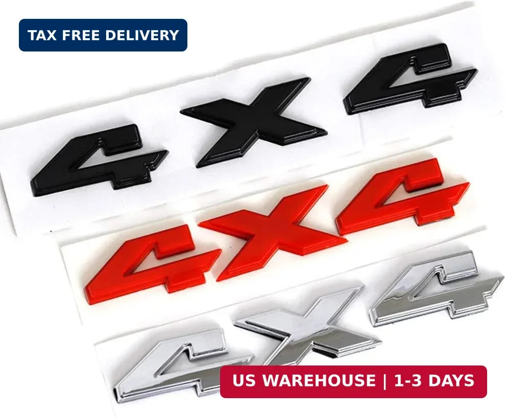 8.8 Inch 4×4 Emblem Sticker,1Pack Matt Black Badge Chrome Decal Sticker Replacem