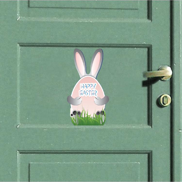 Cute Happy Easter Bunny Wall Stickers Decals Vinyl Art Rabbit Art Holiday, h95