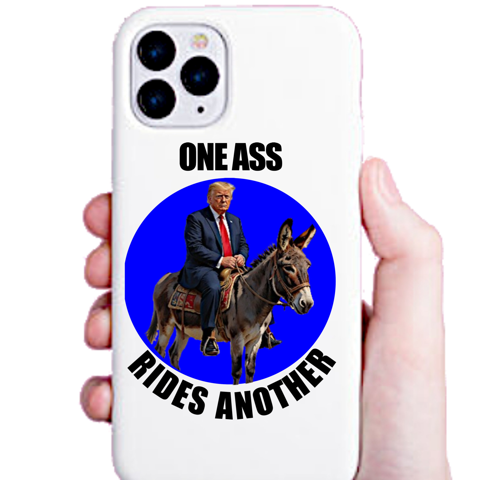 1 Ass Rides Another, Anti-Trump, High Quality, Durable Vinyl Sticker, 3″W x 4″H