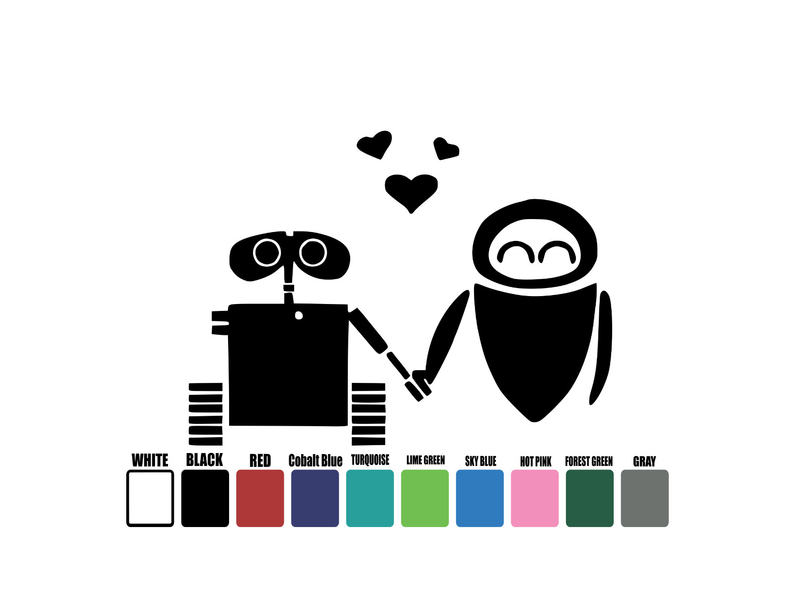 Disney Wall-E and Eve Decal Sticker Car Truck Laptop Tumbler Window Bumper Wall