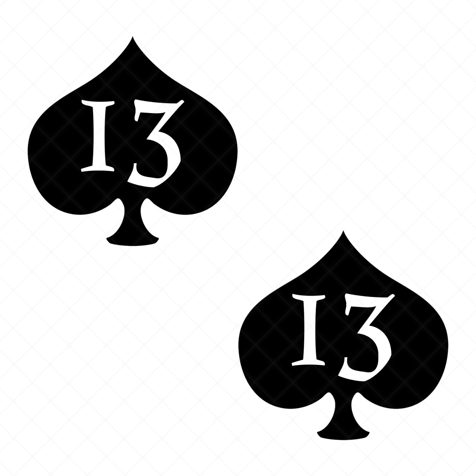 Set of 2 – Spade 13 Vinyl Decal Phone Case Laptop Lucky 13 Car Sticker