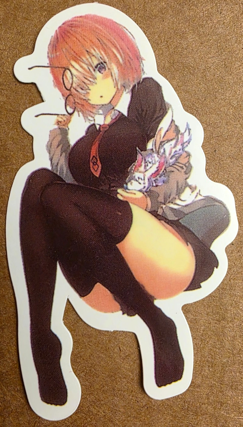 Waifu Sticker Glasses Girl Idol School Princess Queen Cartoon Comic Anime Manga