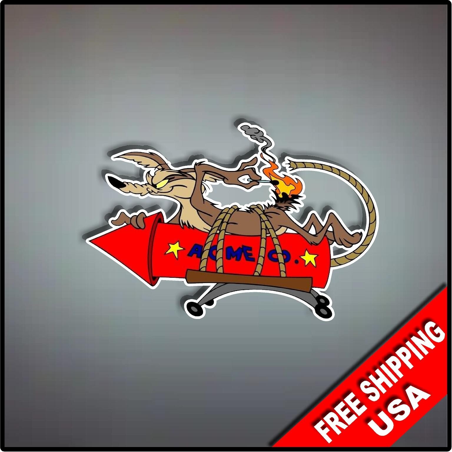 Wile E Coyote Vinyl Decal Sticker 6″ x 4″ Road Runner Acme Firecracker