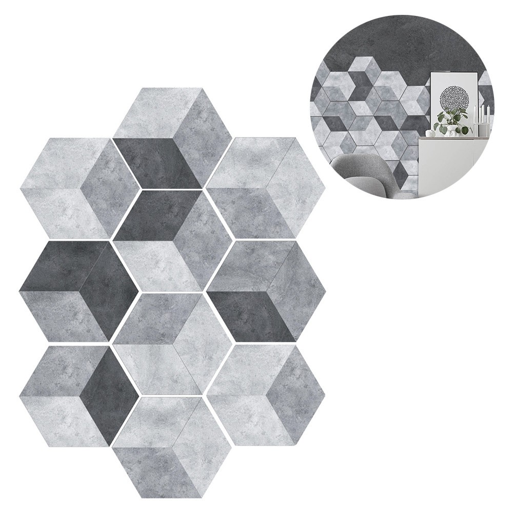 10 Pcs Removable Hexagonal Floor Stickers Self Adhesive Tiles