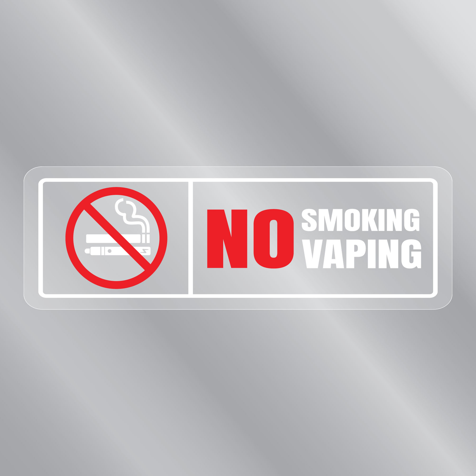 No Smoking / No Vaping – Rectangle design – Clear Decal