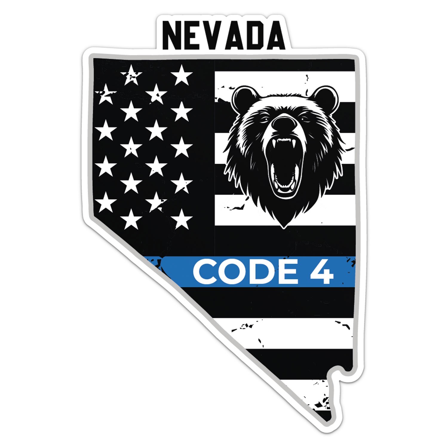 Nevada State Code 4 Thin Blue line Sticker Car Bumper Vinyl Decal