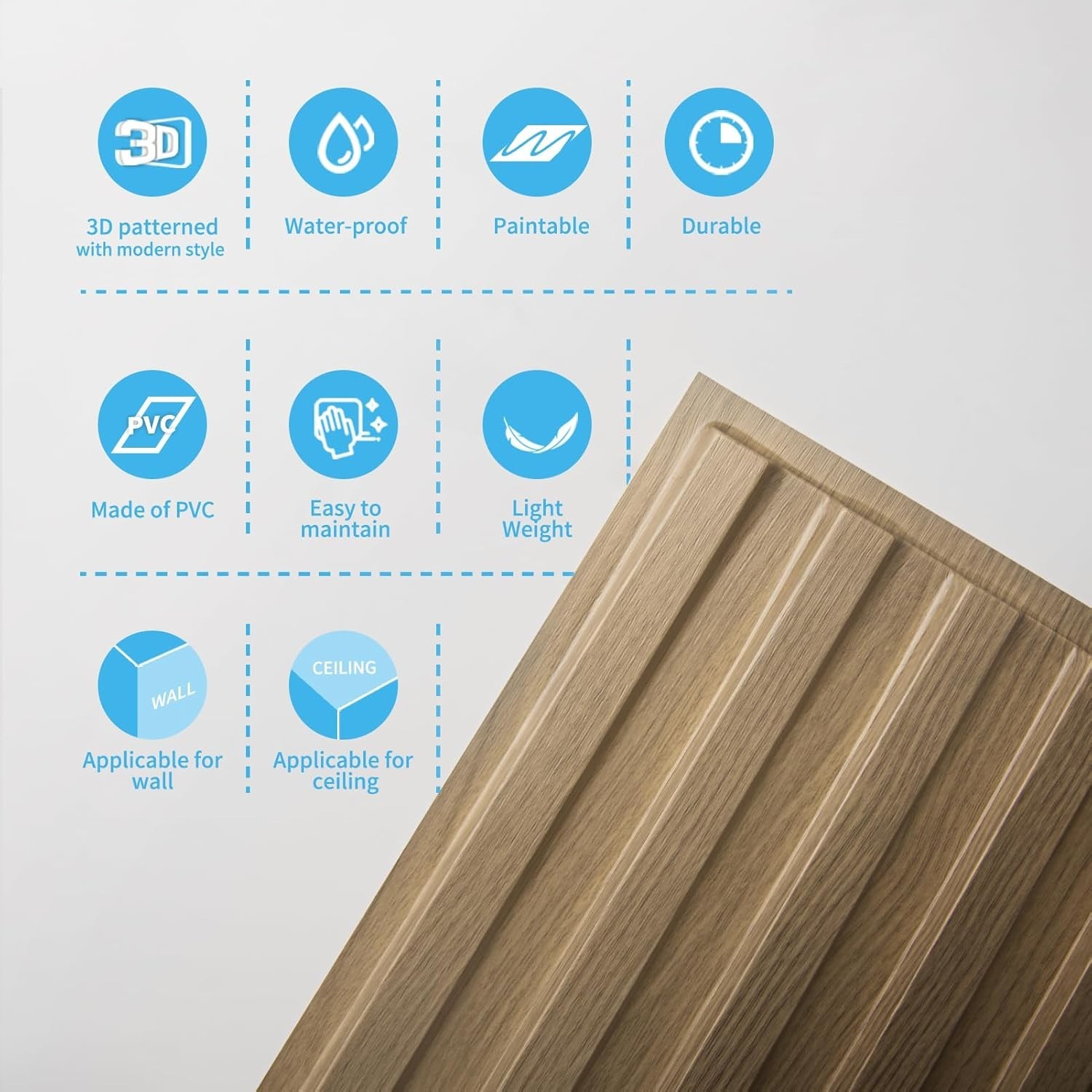 3D Wall Panels 6-Pack – Modern PVC Slat Design^